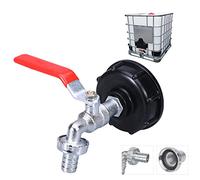 Robinet Cuve 1000L Avec Adaptateur Tuyau Arrosage, S60X6 IBC Raccord Robinet de Jardin pour Recuperateur Eau de Pluie (Adaptateur en alliage 1/2")