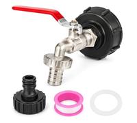 Robinet Cuve 1000L en aluminium avec Adaptateur S60X6 trois quarts | Filetage S60X6 avec vanne trois quarts, sortie de 20 mm, raccord rapide, joint plat et ruban PTFE pour cuve IBC.