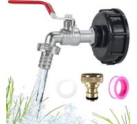 Robinet Cuve 1000l IBC,1/2"" Adaptateur Cuve,Robinet Recuperateur eau de Pluie de 1000 Litres,Kit D'accessoires pour Réservoir Avec Vanne de Sortie en Laiton Massif