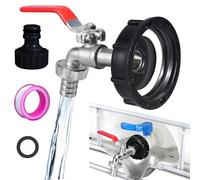 Robinet Cuve 1000l,Raccord Cuve 1000 litres,Robinet D'écoulement IBC,S60X6 Adaptateur de réservoir de vidange IBC 3/4" avec raccord de Tuyau, raccord cuve pour Réservoir d'eau de Pluie IBC