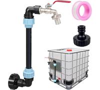 Robinet Cuve 1000L,Raccord Cuve 1000 litres,Robinet IBC Col de Cygne de Cuve,Adaptateur de Réservoir IBC Adaptateur Cuve S60x6,Filetage Grossier 3/4"" Raccord Cuve IBC Robinet Kit