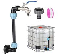 Robinet Cuve 1000L,Robinet IBC Col de Cygne de Cuve,Raccord Cuve 1000 litres,Adaptateur de Réservoir IBC S60x6,Filetage Grossier 3/4'' Raccord Cuve IBC Robinet Kit pour Réservoir d'eau de Pluie