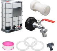 Robinet Cuve 1000l, S60X6 IBC Raccord Robinet, 3/4" D'écoulement Accessoire Réservoir, Adaptateur de Réservoir en Alliage d'aluminium avec Rallonge pour Baril de Pluie