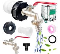 Robinet Cuve 1000L,S60X6 IBC Raccord Robinet,Raccord Cuve 1000 Litres avec Robinet D'écoulement IBC 3/4"",Robinet de Jardin avec Adaptateur en Plastique,pour D'adaptateur de Cuve
