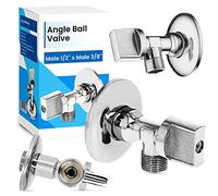 Robinet d'Angle a Bille Chromé Laiton Lave-linge Lave-vaisselle Réglage Conduites d'Eau Froide Chaude Raccord à Visser Capuchon à Vis (1/2''x 3/8'' FM)