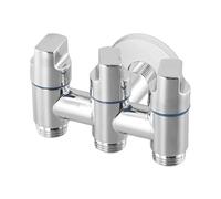 Robinet d'angle à une entrée et trois sorties, vanne de dérivation multifonction à trois voies, pulvérisateur de nettoyage d'eau, accessoires de salle de bain(Silver)