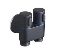 Robinet d'angle en alliage à double commande de 1/2 pouce, 1 entrée 2 sorties, multifonction, montage mural, accessoires de salle de bain, 1 pièce(Black)