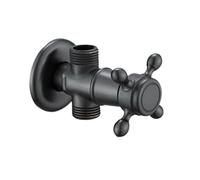 Robinet d'angle en laiton 1 entrée 2 sorties 1/2" avec couvercle annulaire for robinet de contrôle d'eau de toilette Nav536(Oil Rubbed Bronze)