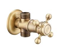 Robinet d'angle en laiton 1 entrée 2 sorties 1/2" avec couvercle annulaire for robinet de contrôle d'eau de toilette Nav536(Antique Brass)