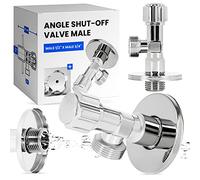 Robinet d'Angle Vanne d'Arrêt Coudée 1/2'' x 3/4'' Régulation d'Eau avec Poignée Chromé Laiton Rosette Cuisine et Salle de Bains