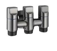 Robinet D'Angle Vanne de dérivation d'eau 1 en trois sorties, robinet à voies, vanne d'angle, multifonction(Black Gray)