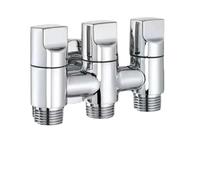Robinet D'Angle Vanne de dérivation d'eau 1 en trois sorties, robinet à voies, vanne d'angle, multifonction(Silver)