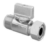 Robinet d'arrêt 1/4 de tour droit, nickelé mat Arco