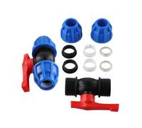 Robinet d'arrêt à boisseau sphérique en polyéthylène avec embout de compression pour tuyaux d'eau de 20 mm, 25 mm, 32 mm, convient pour l'irrigation de jardin, serre, agriculture, vergers et systèmes