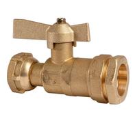 Robinet d'arrêt à boisseau sphérique - F 3/4' - diamètre 25 mm - Avant et après compteur d'eau - Pour tube PE - Ravani