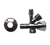 Robinet d'arrêt combiné chromé 1/2, 10 mm et 3/4 pouce