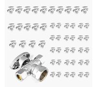 Robinet d'arrêt d'angle à double sortie 1/2" FIP x 3/8" compression - Laiton chromé, 1/4 de tour for applications eau chaude/froide(50pack FIP)