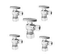 Robinet d'arrêt d'angle en laiton sans plomb - Fermeture 1/4 de tour, compression 1/2 à 3/8 for plomberie - Durable et résistant à la corrosion(5Pack Angle Stop Valve)