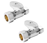 Robinet d'arrêt d'angle en laiton sans plomb - Fermeture 1/4 de tour, compression 1/2 à 3/8 for plomberie - Durable et résistant à la corrosion(2Pack Straight Stop Valve)