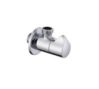 Robinet d'arrêt d'eau coudé en laiton chromé, noir, or rose, G1/2, simple et double sortie, for salle de bain, toilettes, cuisine(Chrome)