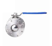 Robinet d'arrêt d'eau Vanne en acier inoxydable, vanne à boisseau sphérique bride ultra-mince de type wafer, ronde DN65-DN150, Q71F-16P, 1 pièce(DN80)