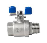 Robinet d'arrêt d'eau vanne en acier inoxydable, vannes à boisseau sphérique poignée papillon 304, filetée femelle × mâle 1/4"" 3/8"" 1/2"" 3/4"" 1"" DN8-25, 1 pièce(DN15)