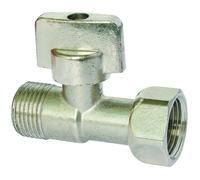 Somatherm Robinet d'arrêt WC droit – Entrée mâle/écrou 3/8" – 1/4 tour, joint EPDM – Laiton nickelé