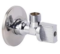 Robinet d'arrêt équerre quart de tour mâle 15x21 - mâle 12x17 + rosace NOYON & THIEBAULT