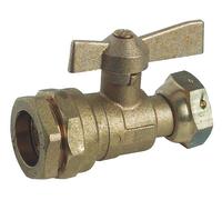 Robinet d'arrêt pour compteur pe d. 25 mm écrou tournant 1 pouce manette papillon - SOMATHERM - 69-25-26