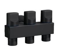 Robinet D'Arrêt Robinet D'Angle G1/2 En Laiton Pistolet De Lavage À Pression Renforcée Pour Salle De Bain Wc Une Entrée Trois Sorties Noir