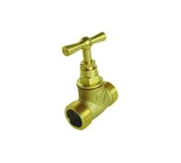 Somatherm Robinet d'arrêt à potence Pronorm 20/27 à visser – Corps laiton brut, Double mâle 3/4" ACS
