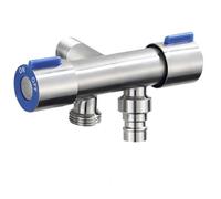 Robinet D'Arrêt Vanne D'Angle 3 Voies G1/2 À Double Commande Une Entrée Et Deux Sorties Pour Lave-Linge Et Wc + Roulette Simple Pour Lave-Linge