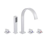 Robinet de baignoire à 5 trous, douchette à main, robinet chromé avec douche extractible, douchette à main, pour salles de bains, maisons, hôtels, pensions, appartements