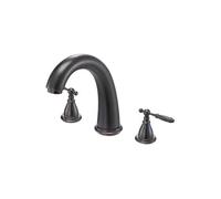 VEVOR Mitigeur de Baignoire Romaine, Robinet de Baignoire à Col de Cygne avec 3 Trous et 2 Poignées, Ensemble de Robinetterie de Bain à Montage sur Pont, Bec à Arc Élevé, pour Salle de Bains, Bronze