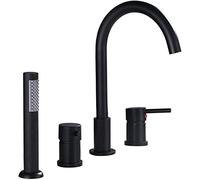 Robinet de baignoire à poignée unique avec pommeau de douche 4 trous mélangeur chaud et froid noir robinet de baignoire moderne robinet d'évier de salle de bain système de douche de luxe Vasca Bordo