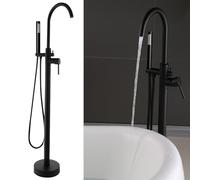 Robinet de baignoire autonome - Douchette à main - Robinetterie de baignoire - Robinet sur pied avec kit - Pour baignoire de salle de bain - Robinet de salle de bain contemporain - Douche au sol -