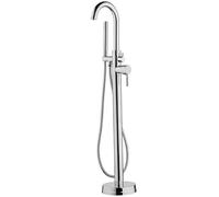 Robinet de baignoire autoportant, douchette sur pied, avec douchette à main, pour les particuliers, les appartements et les hôtels, argenté