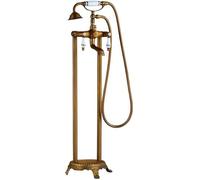 Robinet De Baignoire Autoportant en Laiton Antique, Remplisseur De Baignoire avec Douche à Main, Forme De Téléphone, Robinet De Baignoire Au Sol à Double Poignée, Mitigeur De Baig, D
