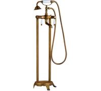 Robinet De Baignoire Autoportant en Laiton Antique, Remplisseur De Baignoire avec Douche à Main, Forme De Téléphone, Robinet De Baignoire Au Sol à Double Poignée, Mitigeur De Baig, C