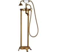 Robinet De Baignoire Autoportant en Laiton Antique, Remplisseur De Baignoire avec Douche à Main, Forme De Téléphone, Robinet De Baignoire Au Sol à Double Poignée, Mitigeur De Baig, B