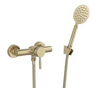 Robinet De Baignoire Avec Douchette À Main Acier Inoxydable brossé Mitigeur De Baignoire Montage Mural Avec Support Et Flexible 150 Cm, Doré