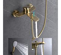 Robinet De Baignoire Avec Douchette À Main Laiton Mitigeur De Baignoire Montage Mural Avec Support Et Flexible 150 Cm, Doré