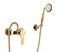 Robinet De Baignoire Avec Douchette À Main Laiton Mitigeur De Baignoire Montage Mural Avec Support Et Flexible 150 Cm, Doré