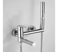 Robinet De Baignoire Avec Douchette À Main Laiton Mitigeur De Baignoire Montage Mural Avec Support Et Flexible 150 Cm, Noir