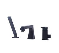 Robinet de baignoire avec douchette Mitigeur en laiton massif 3 trous Finition noire mate contemporaine montée sur le pont Robinet de lavabo for baignoire,D(B)