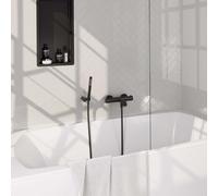 Robinet de baignoire Brauer Black Carving à poser - ensemble de douche - 2 fonctions - 2 boutons carving - douchette à main 1 fonction - noir mat 5-S-246