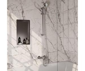 Robinet de baignoire Brauer Brushed Edition - barre de douche - 2 fonctions - 2 boutons lisses - douchette ronde 3 positions - PVD - inox brossé 5-NG-231