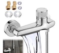 Robinet de Baignoire Cascade avec Mitigeur Thermostatique, Robinet Baignoire en Laiton Chromé, Mitigeur Bain Douche 2 Sorties avec Bouton de Sécurité, Robinetterie Salle de Bain Murale