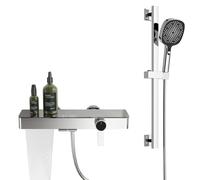 Robinet de baignoire cascade moderne RTF0606 PianoKey Design Mitigeur de bain mural avec 4 modes Douche à main Robinet de salle de bain innovant avec tige de levage Système de douche simple