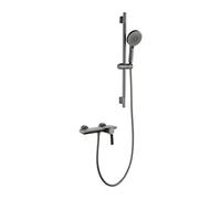 Robinet De Baignoire Cascade,Robinetterie De Baignoire Avec Avec Douchette (3 Fonctions),Avec Barre De Douche RéGlable 70CM,Flexible De 1,5 M,Laiton,installation Facile (Gris anthracite)